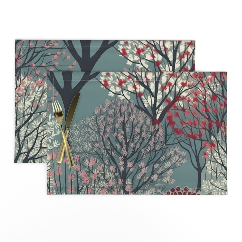 New England Endless Forest Trees Winter Placemats New England Endless Forest Trees Winter Placemats