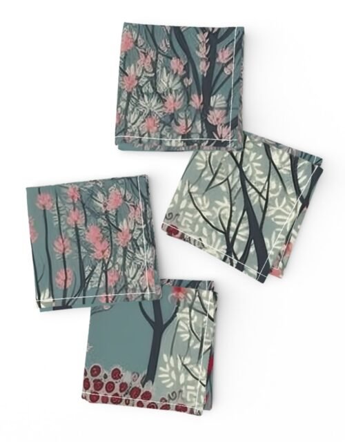 New England Endless Forest Trees Winter Cocktail Napkins