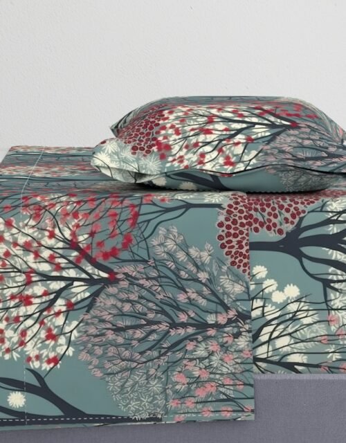 New England Endless Forest Trees Winter Sheet Set