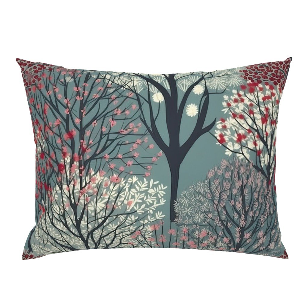 New England Endless Forest Trees Winter Standard Pillow Sham New England Endless Forest Trees Winter Standard Pillow Sham