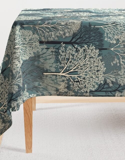 New England Endless Forest Trees Winter Rectangular Tablecloth