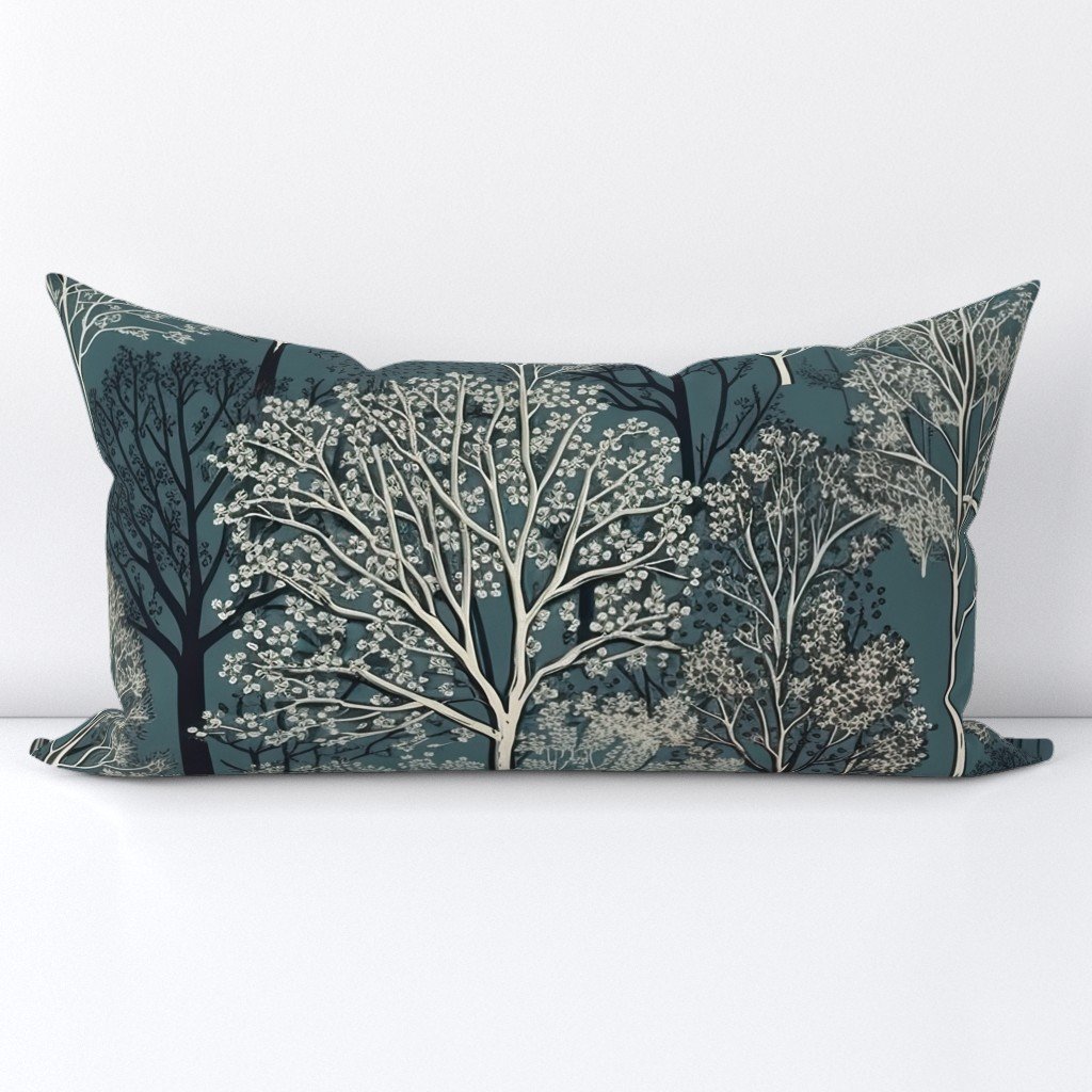 New England Endless Forest Trees Winter Lumbar Throw Pillow New England Endless Forest Trees Winter Lumbar Throw Pillow