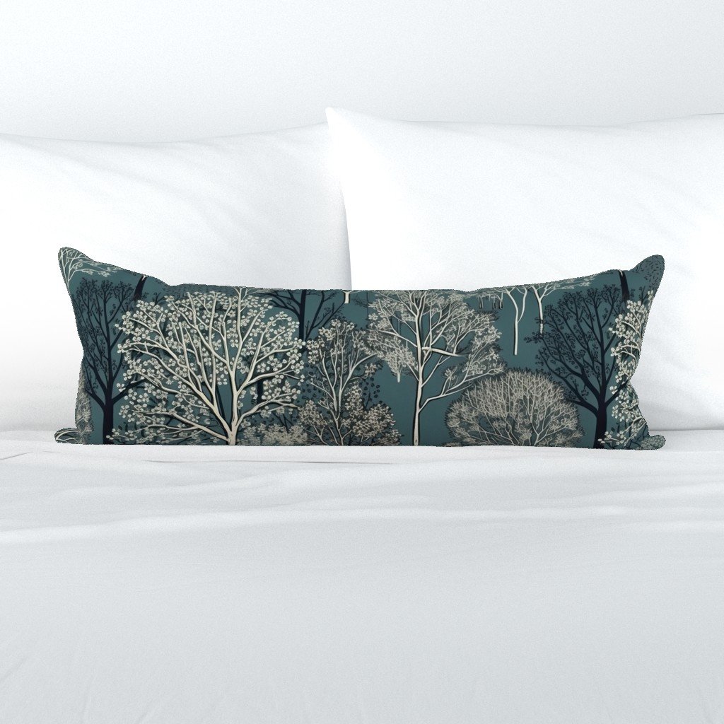 New England Endless Forest Trees Winter Extra Long Lumbar Pillow New England Endless Forest Trees Winter Extra Long Lumbar Pillow