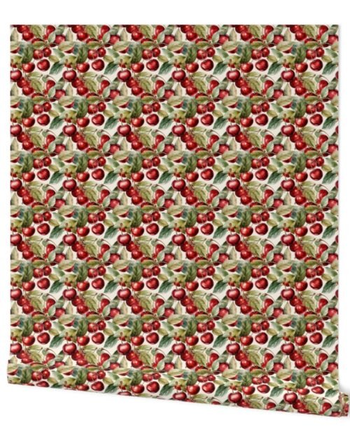 Watercolor Seamless Repeat of Wild Red Cherries Wallpaper