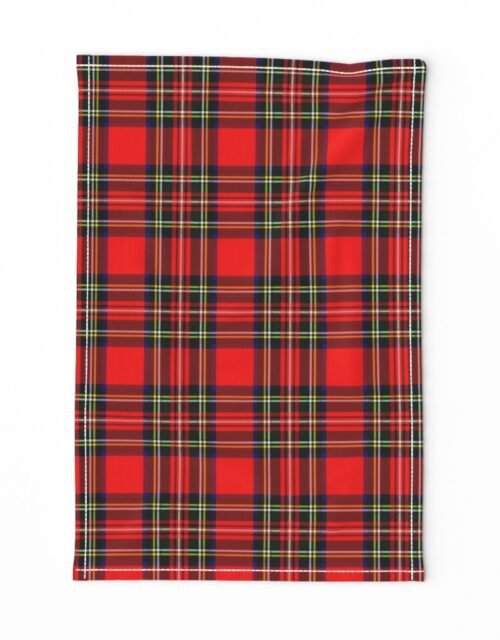 Small Bright Red and Green Stewart Christmas Tartan Tea Towel