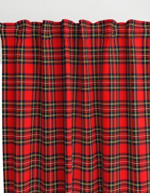 Small Bright Red and Green Stewart Christmas Tartan Curtains