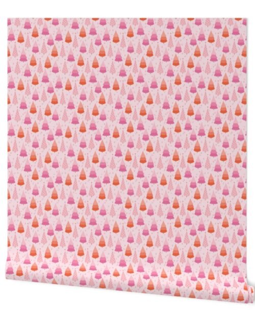 Pink  and Orange Christmas Trees Wallpaper