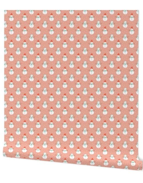 Snowmen Orange  on Peach Wallpaper