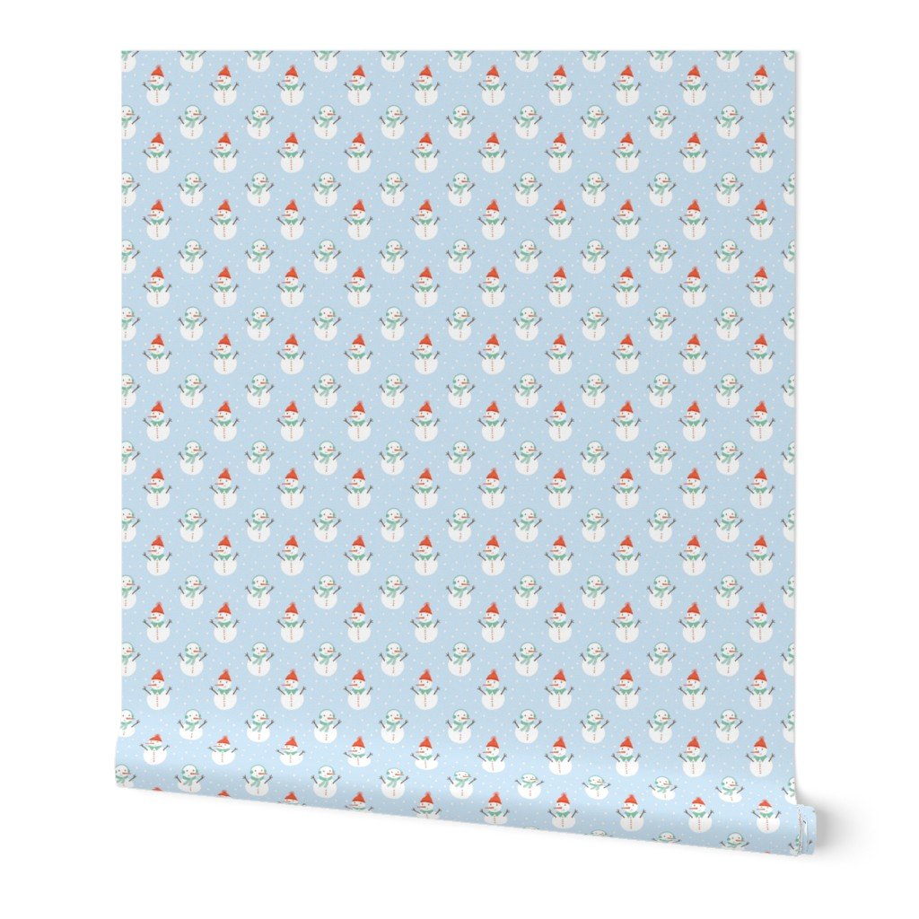 White Christmas Snowmen on Blue Wallpaper White Christmas Snowmen on Blue Wallpaper
