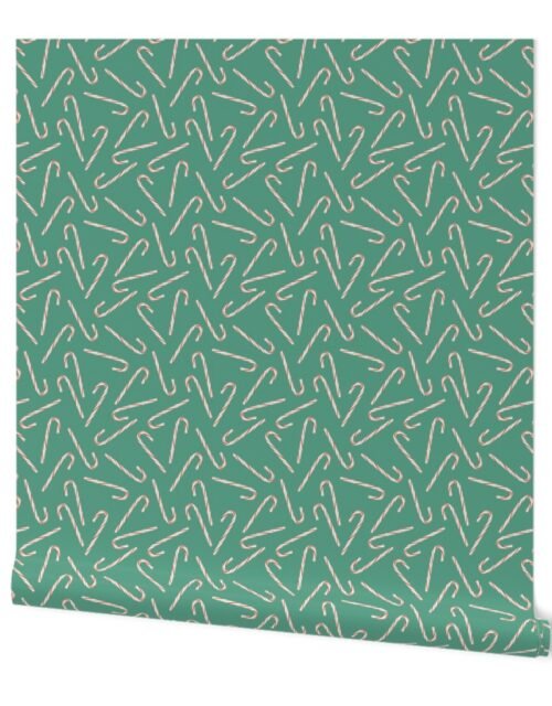 Mini Christmas Candy Canes on Moss Wallpaper