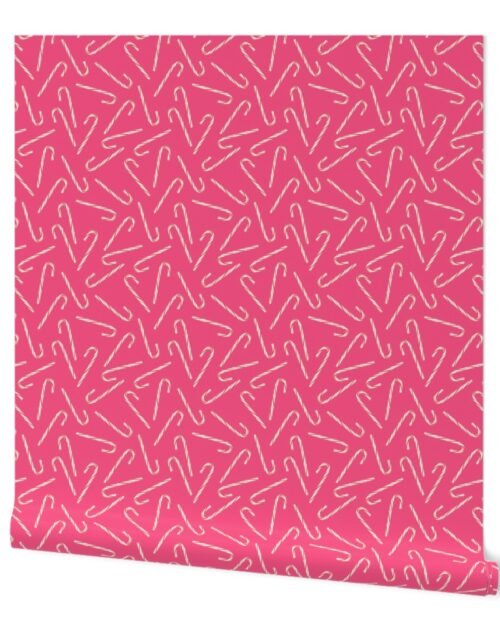 Mini Christmas Candy Canes on Rose Wallpaper