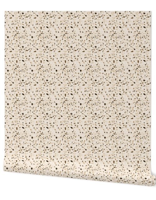 Wheat Beige and Brown Marble Chips Terazzo Wallpaper