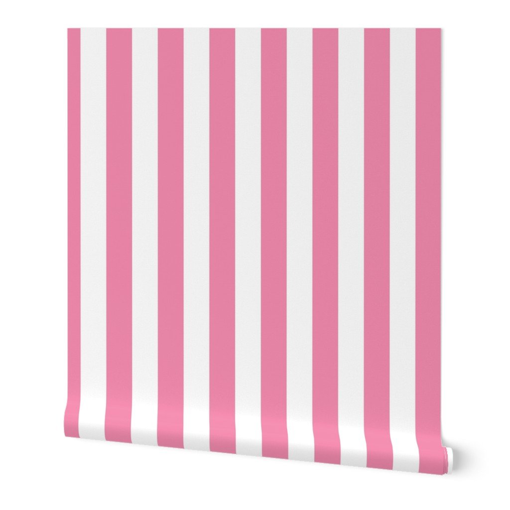 Merry Bright Coordinate Rose and White Vertical 2 inch Cabana Stripe Wallpaper Merry Bright Coordinate Rose and White Vertical 2 inch Cabana Stripe Wallpaper