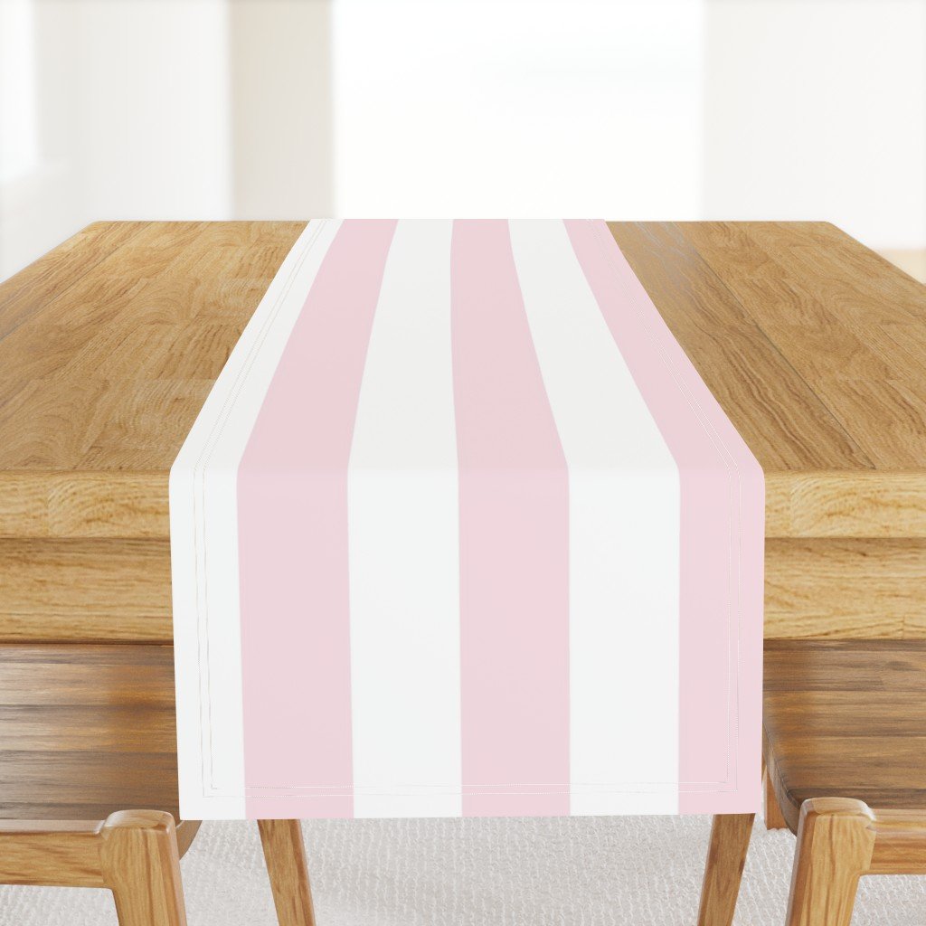 Merry Bright Pale Pink and White Vertical 3 inch Big Top Circus Stripe Table Runner Merry Bright Pale Pink and White Vertical 3 inch Big Top Circus Stripe Table Runner