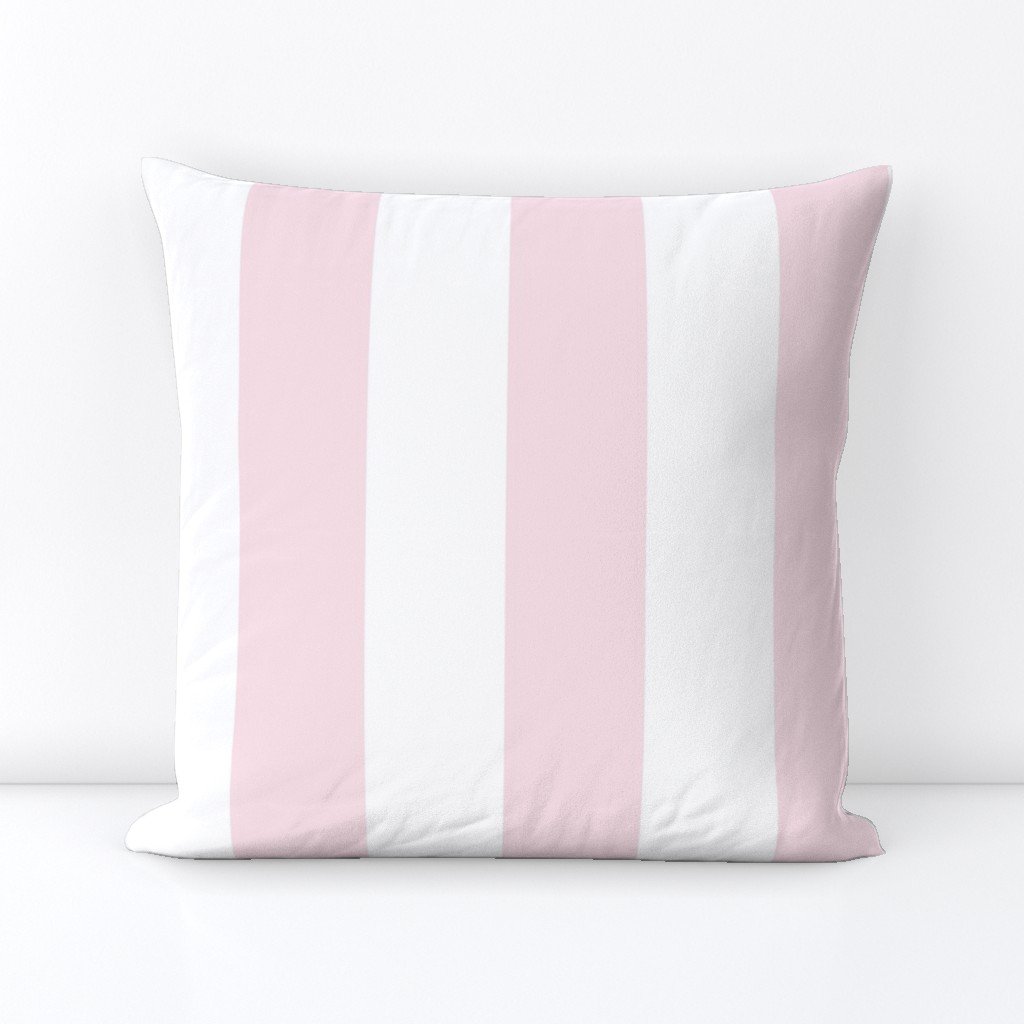 Merry Bright Pale Pink and White Vertical 3 inch Big Top Circus Stripe Square Throw Pillow Merry Bright Pale Pink and White Vertical 3 inch Big Top Circus Stripe Square Throw Pillow