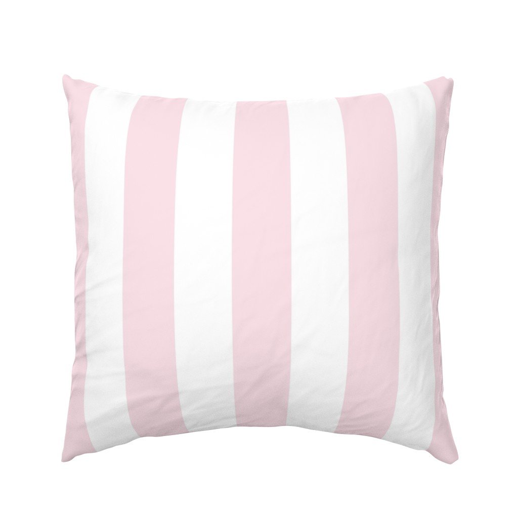 Merry Bright Pale Pink and White Vertical 3 inch Big Top Circus Stripe Euro Pillow Sham Merry Bright Pale Pink and White Vertical 3 inch Big Top Circus Stripe Euro Pillow Sham
