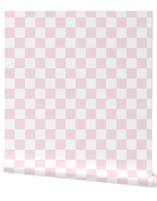 2 inch Checked Checkerboard Merry Bright Christmas Pattern in Pale Pink and White Square Checked Wallpaper