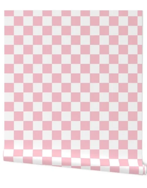 2" Checked Checkerboard Merry Bright Christmas Pattern in Merry Bright Christmas Pink and White Square Checked Wallpaper