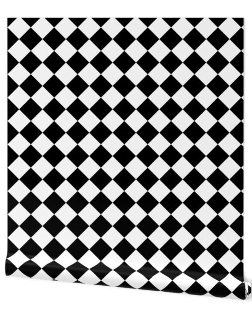 Black and alternating white 2" diagonal diamond harlequin pattern to coordinate with black and white collection Wallpaper
