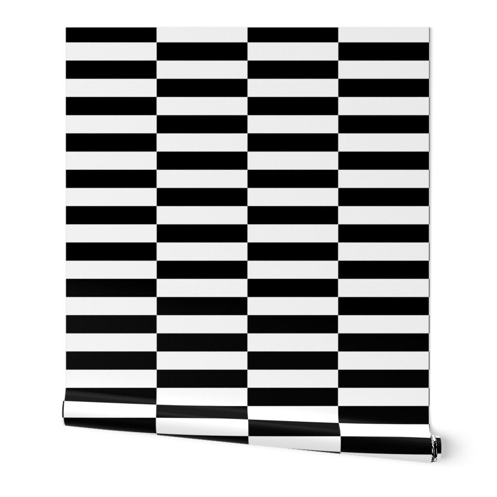 Black and White Optico Horizontal Staggered Blocks Wallpaper Black and White Optico Horizontal Staggered Blocks Wallpaper
