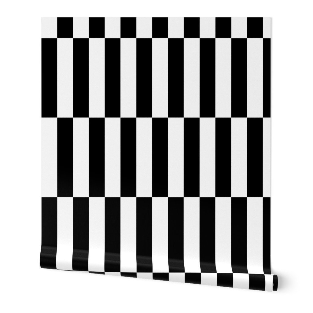 Black and White Optico Vertical Staggered Blocks Wallpaper Black and White Optico Vertical Staggered Blocks Wallpaper