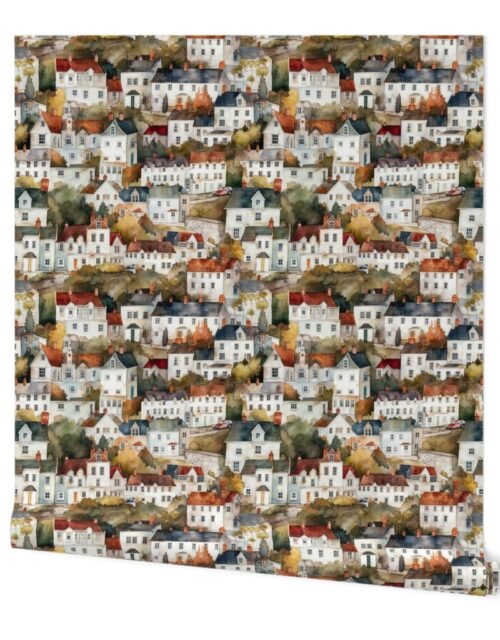 Small English Town Houses in Watercolor Wallpaper