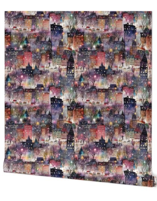 New York City Christmas Street Watercolor Wallpaper