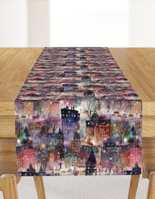 New York City Christmas Street Watercolor Table Runner