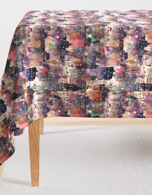 New York City Christmas Street Watercolor Rectangular Tablecloth