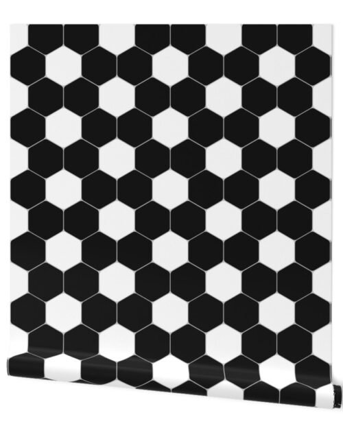 Small Classic Soccer Football Hexagonal White and Black Seamless Print Repeat Wallpaper