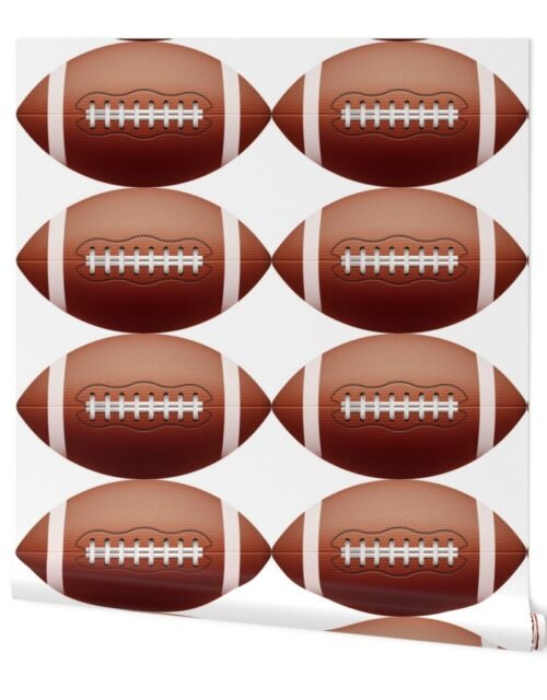 Smaller Gridiron American Pigskin Football with Lacing and Stitching on White Background Wallpaper
