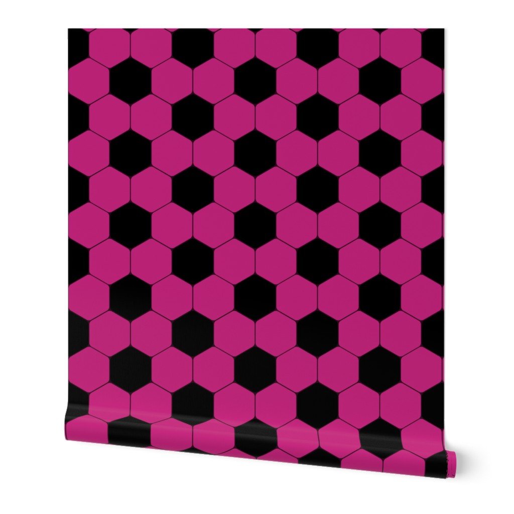 Soccer Mom Pink and Black Hexagonal Soccer Ball Pattern Wallpaper Soccer Mom Pink and Black Hexagonal Soccer Ball Pattern Wallpaper