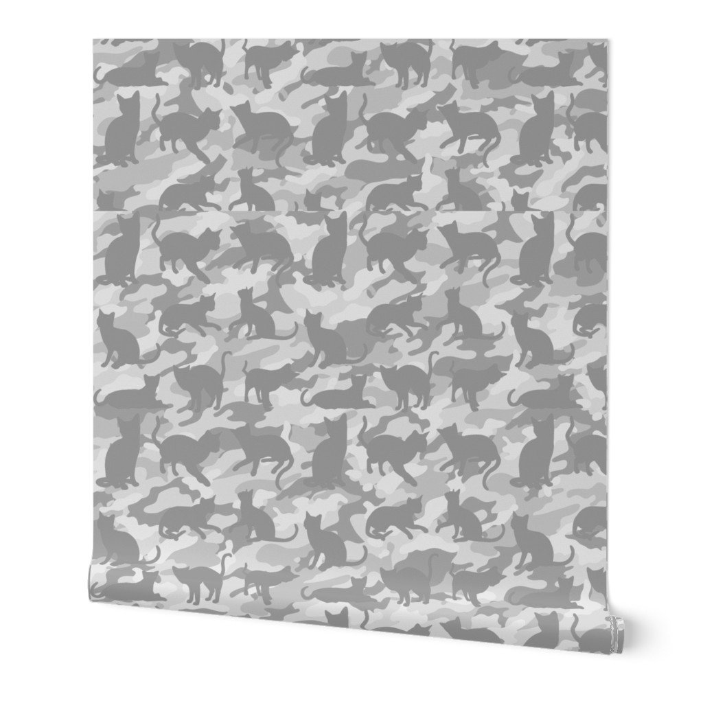 Camo Cats Camouflage in Snowcat White and Grey Wallpaper Camo Cats Camouflage in Snowcat White and Grey Wallpaper