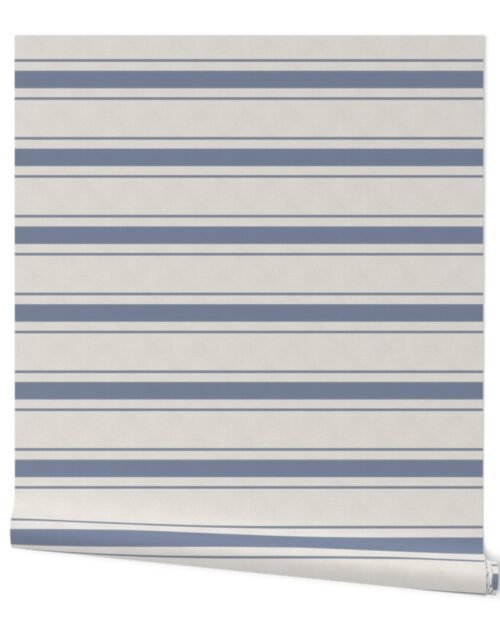 Stressed Horizontal Blue Denim Mattress Ticking Wallpaper