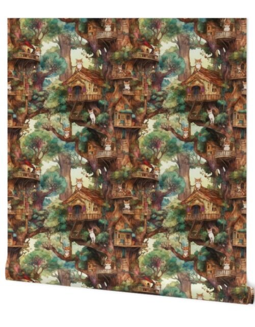 Tree Cat Village with Tree Houses Wallpaper