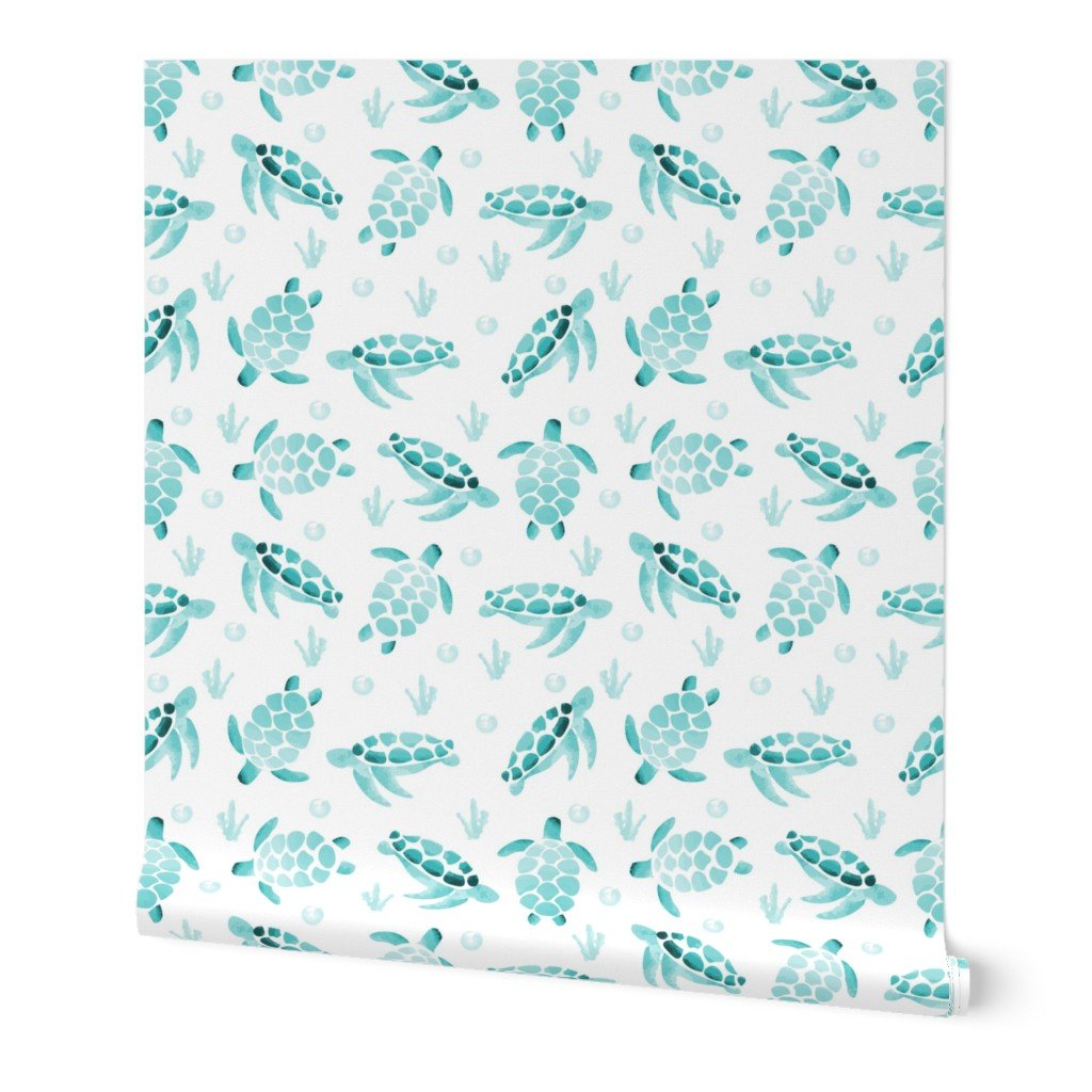 Aqua Ombre Watercolor Sea Turtle Print Wallpaper Aqua Ombre Watercolor Sea Turtle Print Wallpaper