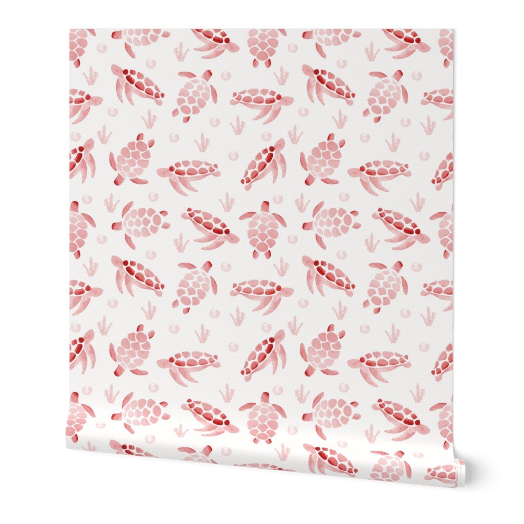 Red Ombre Watercolor Sea Turtle Print Wallpaper Red Ombre Watercolor Sea Turtle Print Wallpaper
