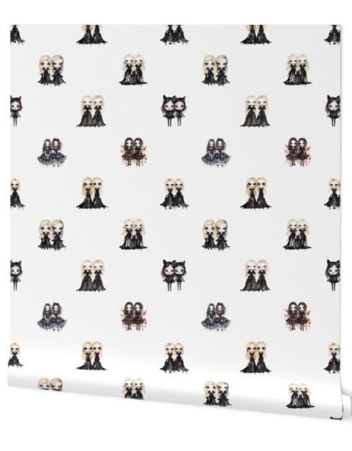 3 inch Big-Eyed Evil Doll Twins in Black Wallpaper