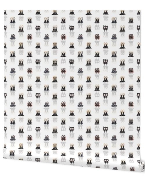 1 1/2 inch Mini Big-Eyed Evil Doll Twins in Black  with Ghostly Reflection Shadows Wallpaper