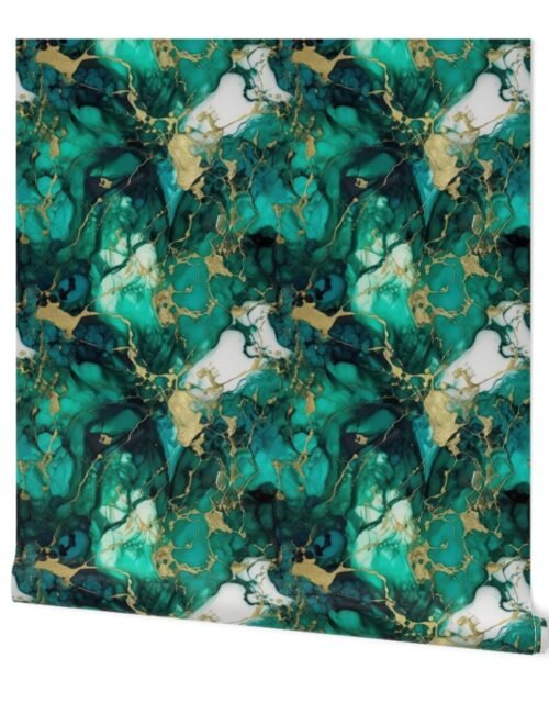 Small Emerald and Gold Alcohol Ink 2 Wallpaper