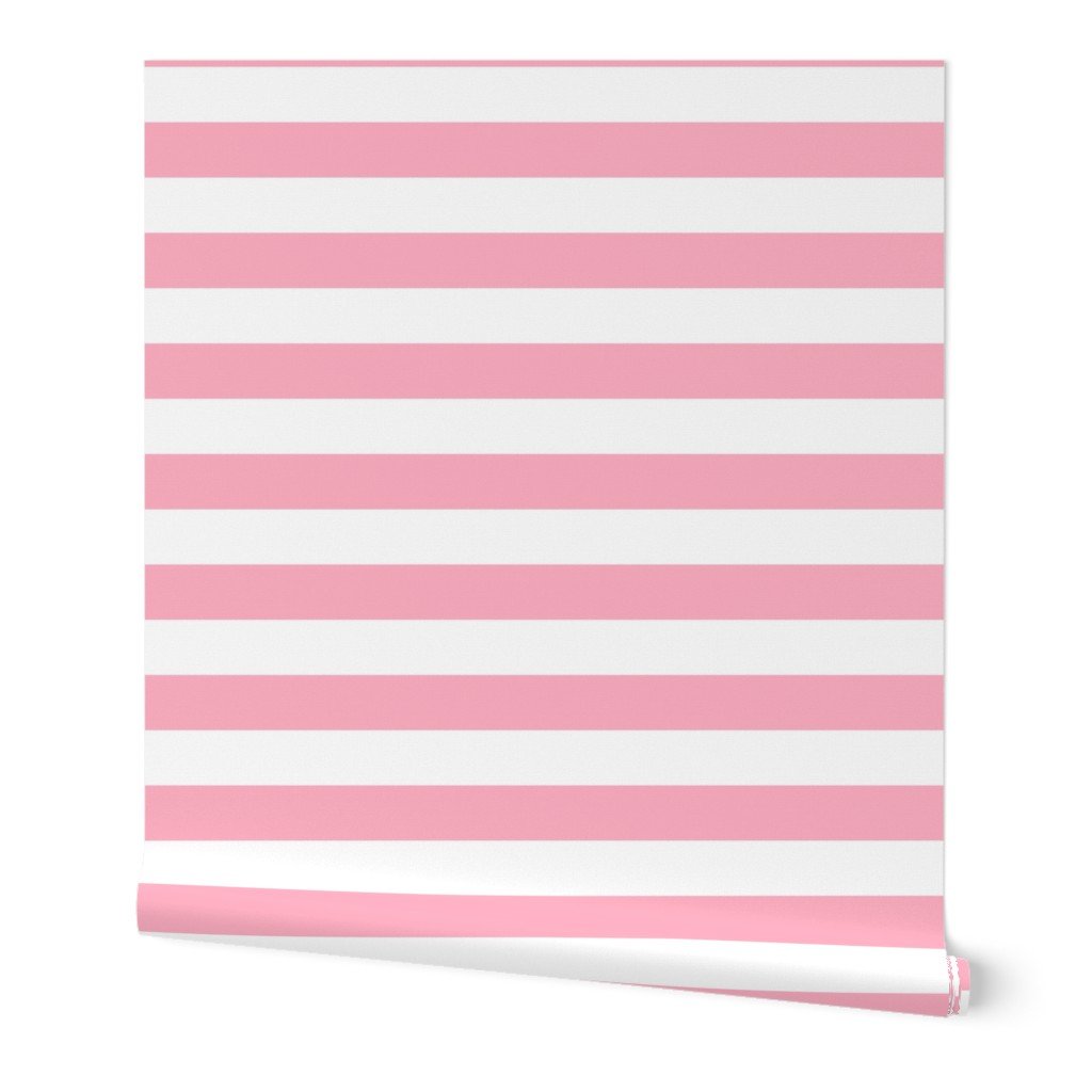 2 inch Wide Horizontal Palm Beach Pink and White Cabana Stripes Wallpaper 2 inch Wide Horizontal Palm Beach Pink and White Cabana Stripes Wallpaper