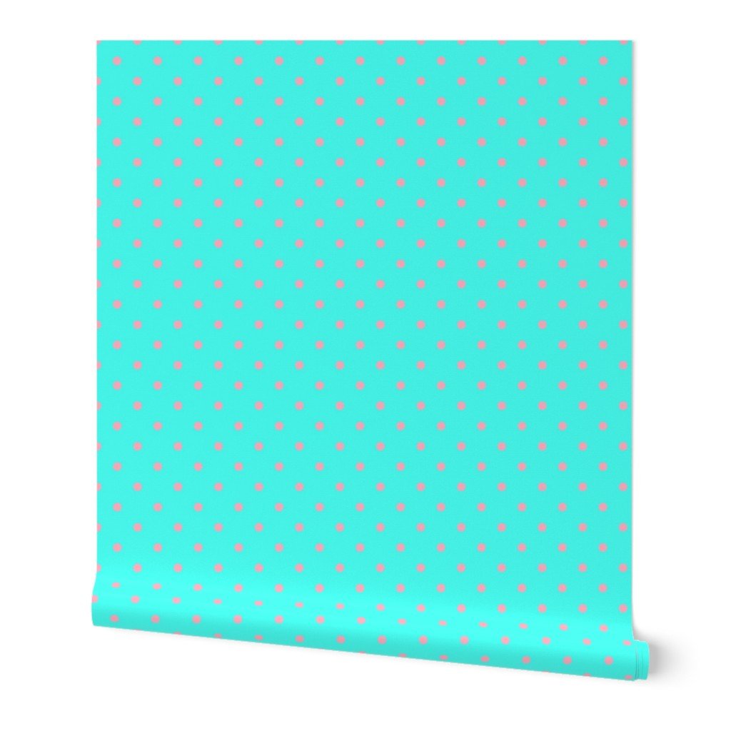 Small Polka Dots in Palm Beach Pink and on South Beach Aqua Blue Wallpaper Small Polka Dots in Palm Beach Pink and on South Beach Aqua Blue Wallpaper