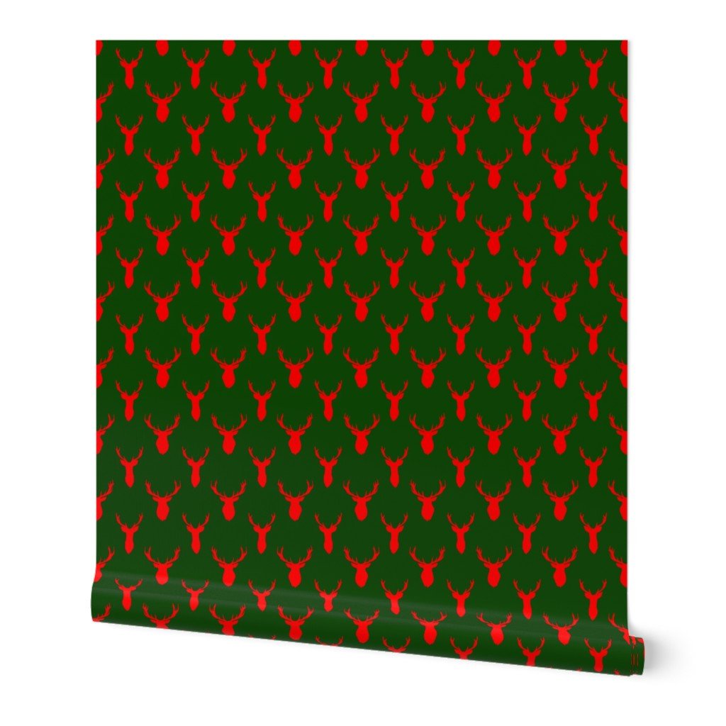 Red Buck Deer Trophy Heads with Antler Racks Mounted on Green Wallpaper Red Buck Deer Trophy Heads with Antler Racks Mounted on Green Wallpaper