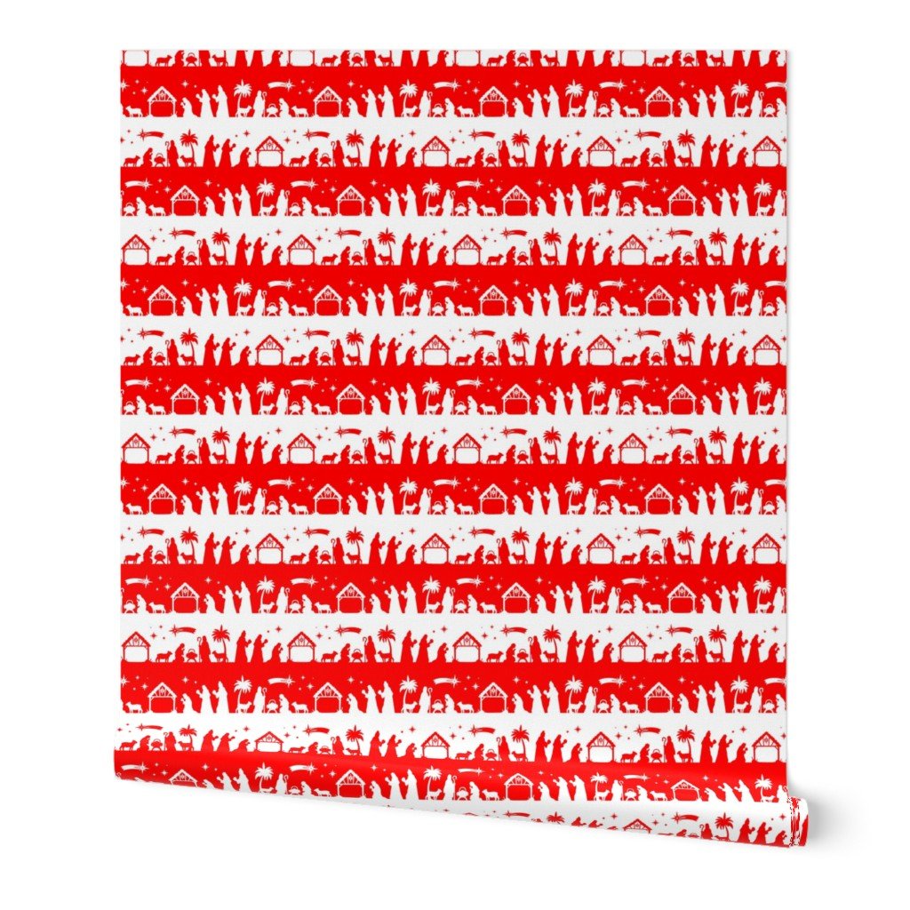 Holiday Red Christmas Nativity Silhouette Scene Wallpaper Holiday Red Christmas Nativity Silhouette Scene Wallpaper