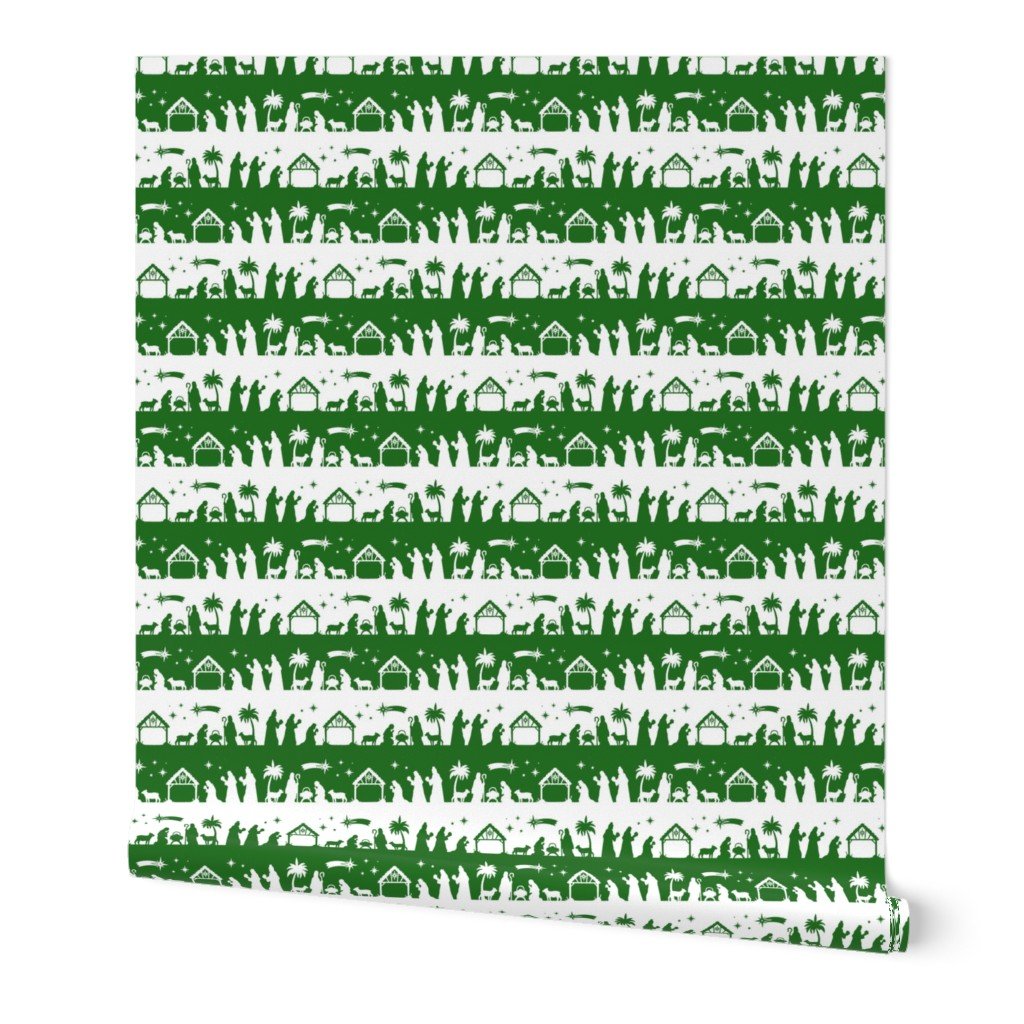 Evergreen Green Christmas Nativity Silhouette Scene Wallpaper Evergreen Green Christmas Nativity Silhouette Scene Wallpaper