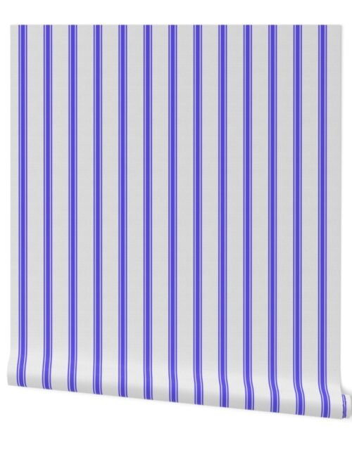Distressed Vintage Royal Purple Mattress Ticking with Two Inch Spacing Wallpaper