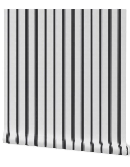 Distressed Vintage Jet Black Mattress Ticking with Two Inch Spacing Wallpaper