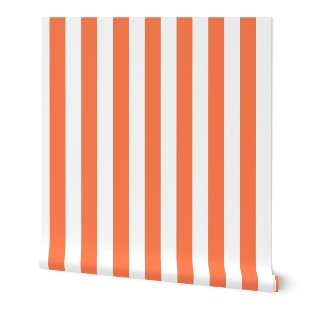 Sunset Coral Pink Orange 2 inch Cabana Tent Stripe Wallpaper Sunset Coral Pink Orange 2 inch Cabana Tent Stripe Wallpaper
