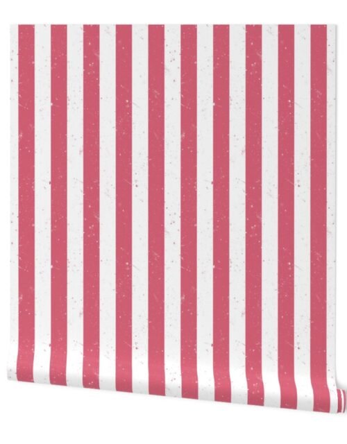 Nantucket Red and White Splattered Paint Vertical Cabana Tent Stripe Wallpaper