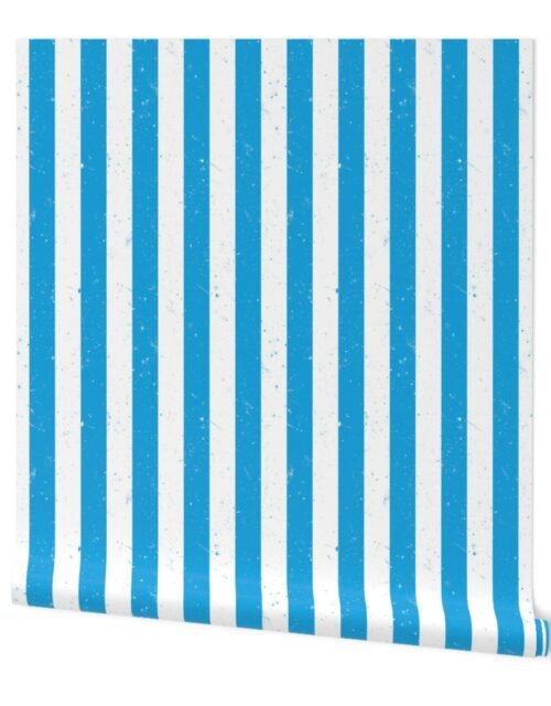 Oktoberfest Bavarian Blue and White Splattered Paint Vertical Cabana Tent Stripe Wallpaper
